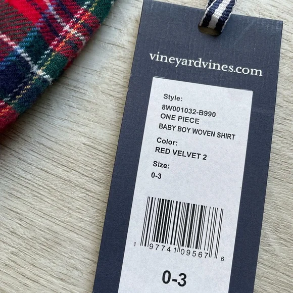 Vineyard Vines Red Plaid Baby Onesie 0-3 months